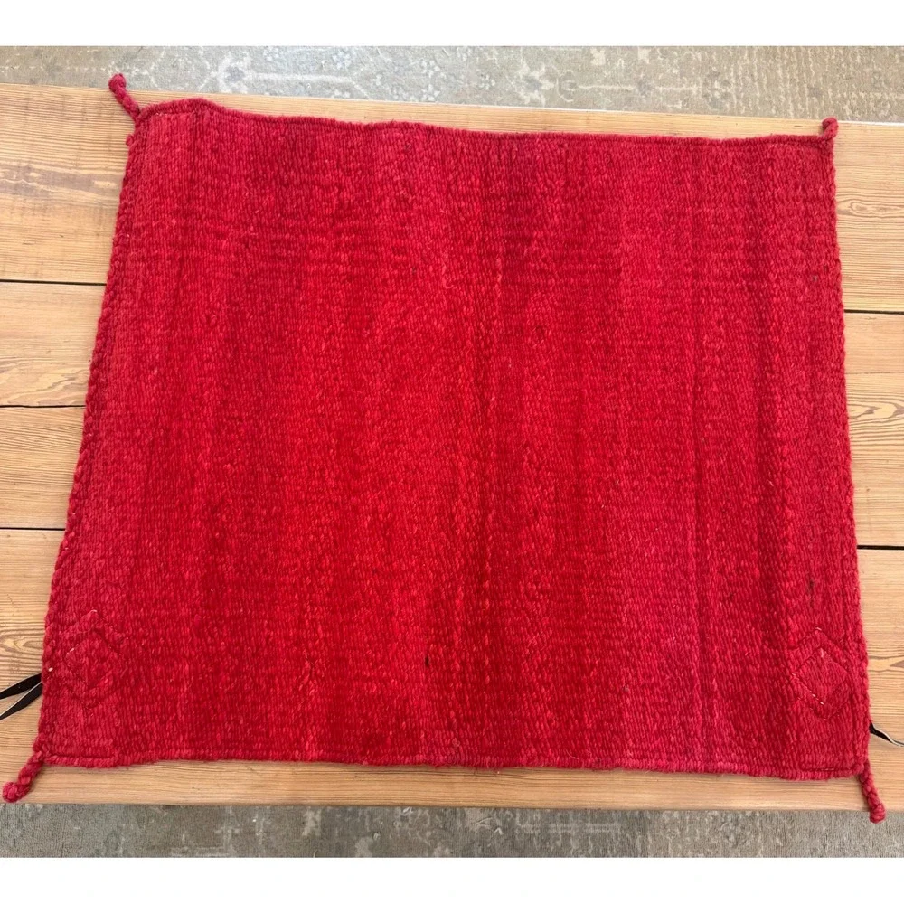 Western Wool Saddle Blanket Red Tooled Leather Wear Leathers Concho
